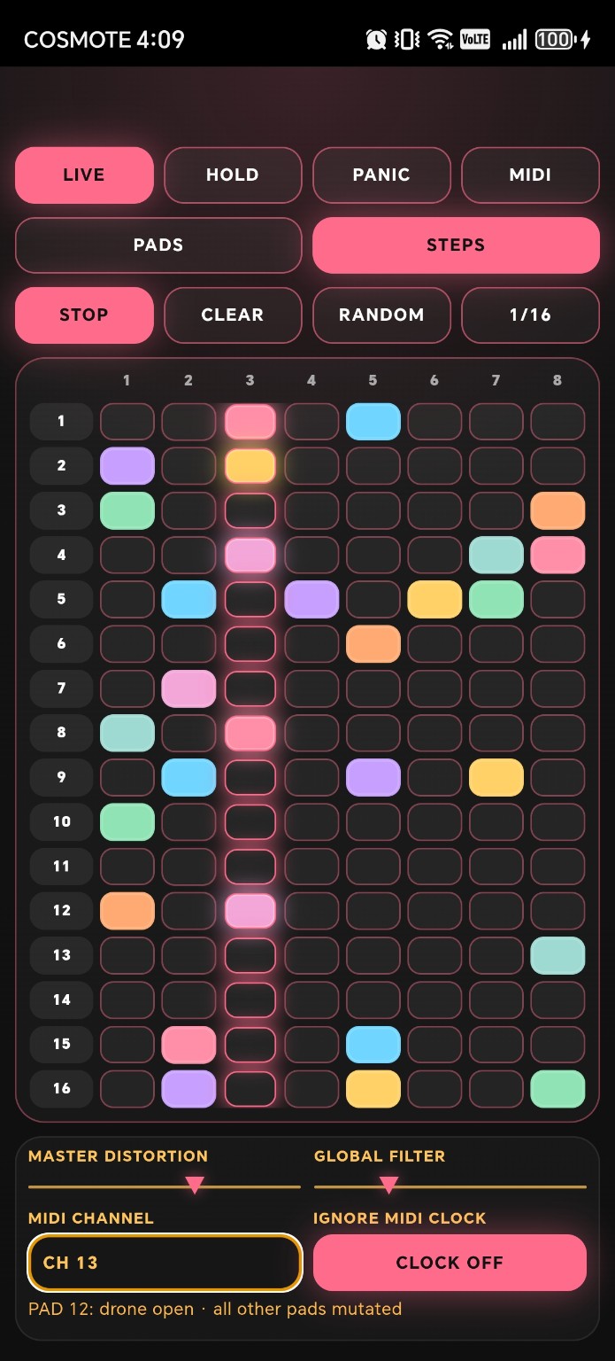 Infinite Glitch — 16 × 8 step sequencer