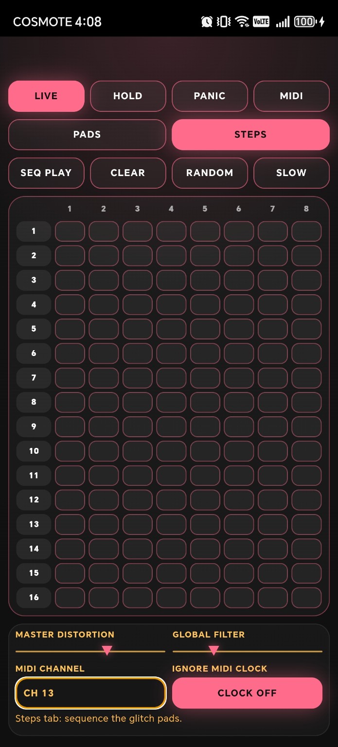 Infinite Glitch — Empty sequence canvas