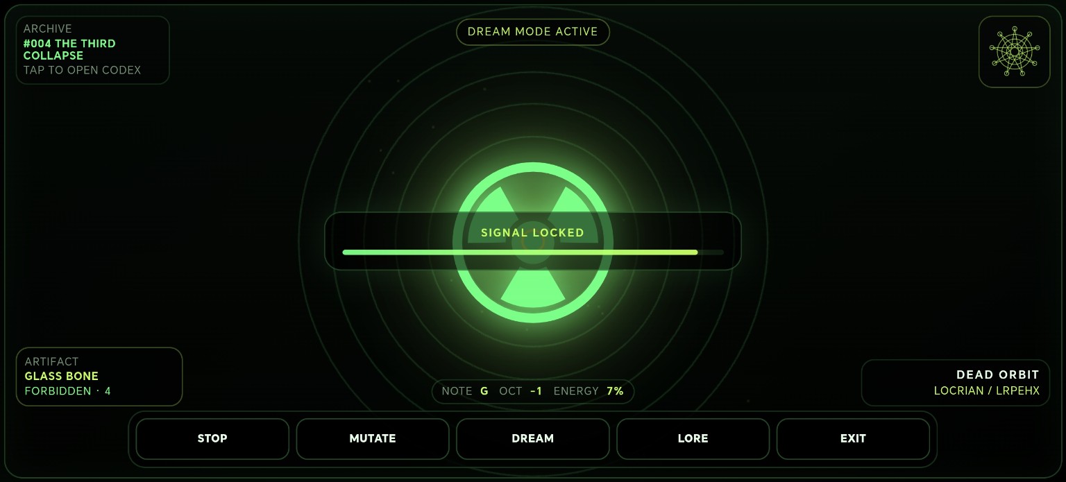 Reactor Drift X Dream Mode signal screen