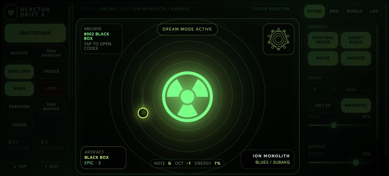 Reactor Drift X — Signal discovery